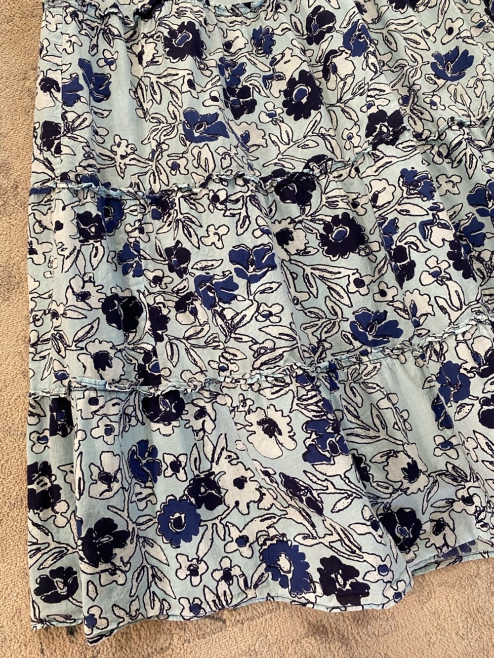 Ro's Garden Venus Midi Dress Benjamin Blue Floral Large Cotton Cottagecore - Picture 4 of 13